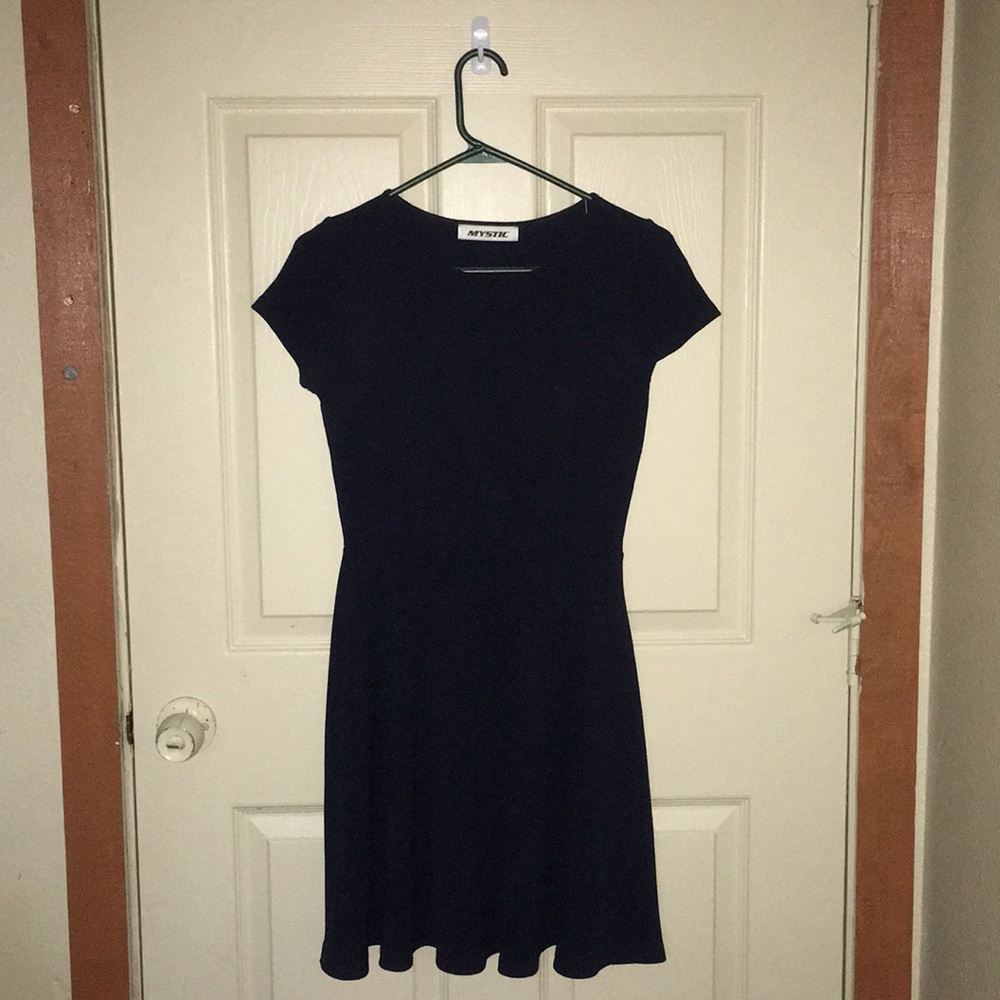 MYSTIC Navy Blue Short-Sleeved Dress